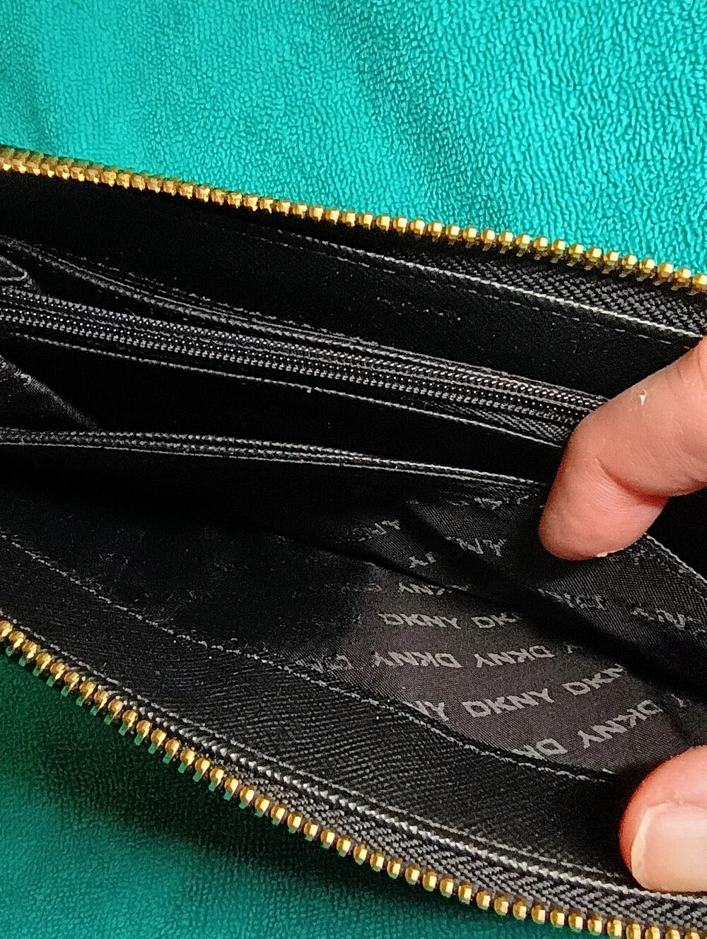 DKNY Quilted Black Zip Around Wallet